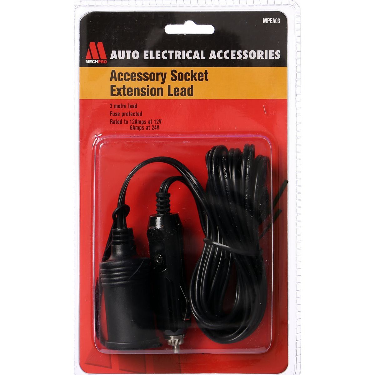 Mechpro Red Accessory Plug Extension Lead - MPEA03 Auto