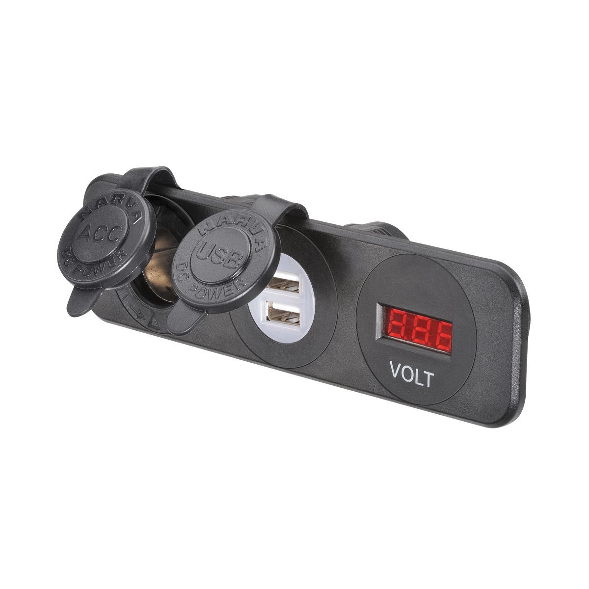 Narva Heavy Duty ACC/Dual USB Sockets & 12/24V DC LED Volt Meter - 81181BL Auto
