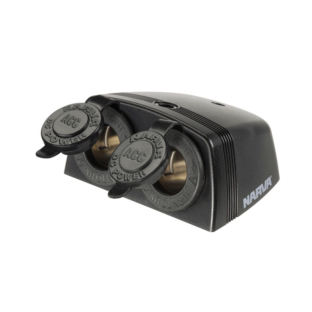 Narva Heavy Duty Twin Surface Mount Accessory Sockets - Black - 81160BL 4WD