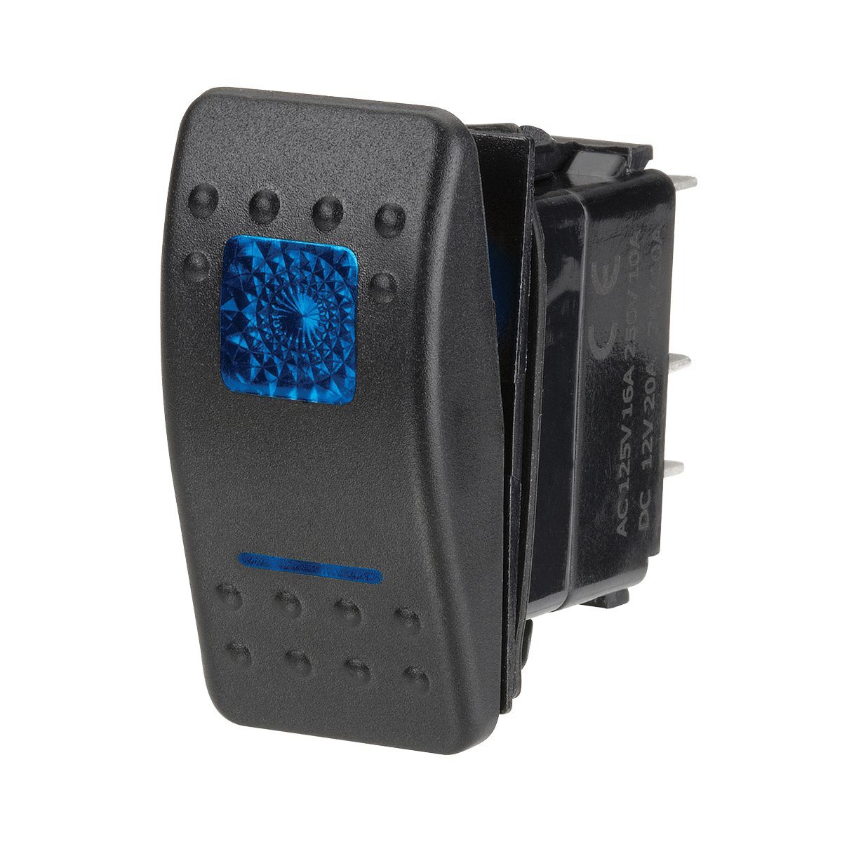 Narva Sealed Rocker Switch Off/On SPST 12V Blue Illuminated (Contacts Rated 20A