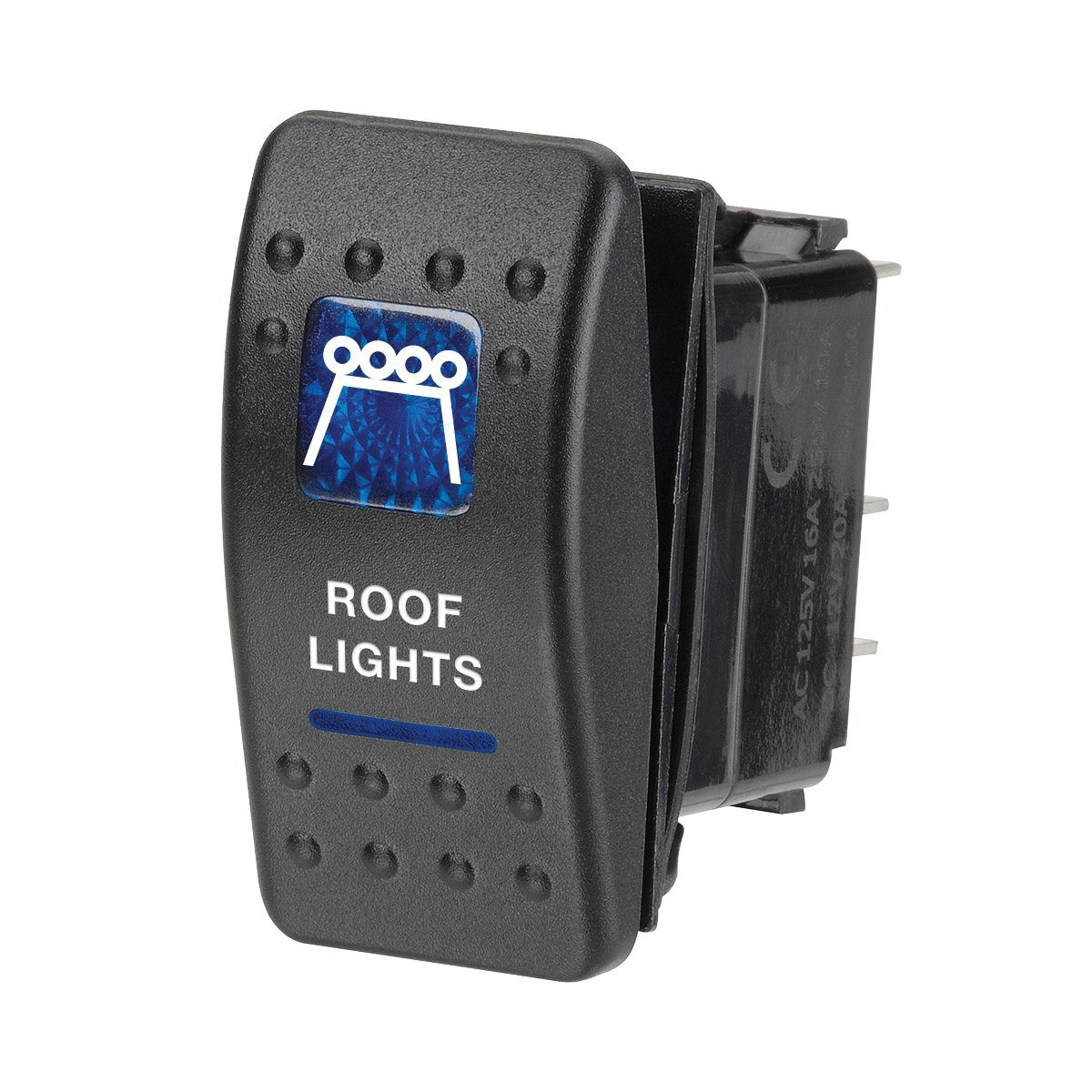 Narva Sealed Rocker Switch Off/On SPDT 12V Blue Illuminated Roof Lights Symbol (