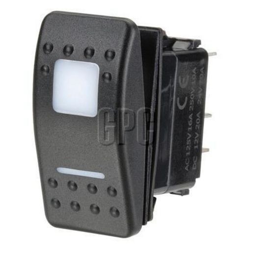 Narva Sealed Rocker Switch On/Off/On DPDT 12/24V Blue LED (Contacts Rated 20A @