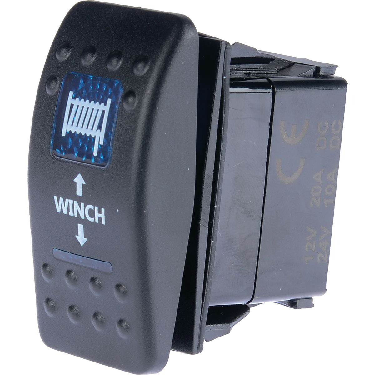 Drivetech 4x4 Rocker Winch Switch Mom On/Off/Mom On SPDT 12 or 24V Blue Illumina