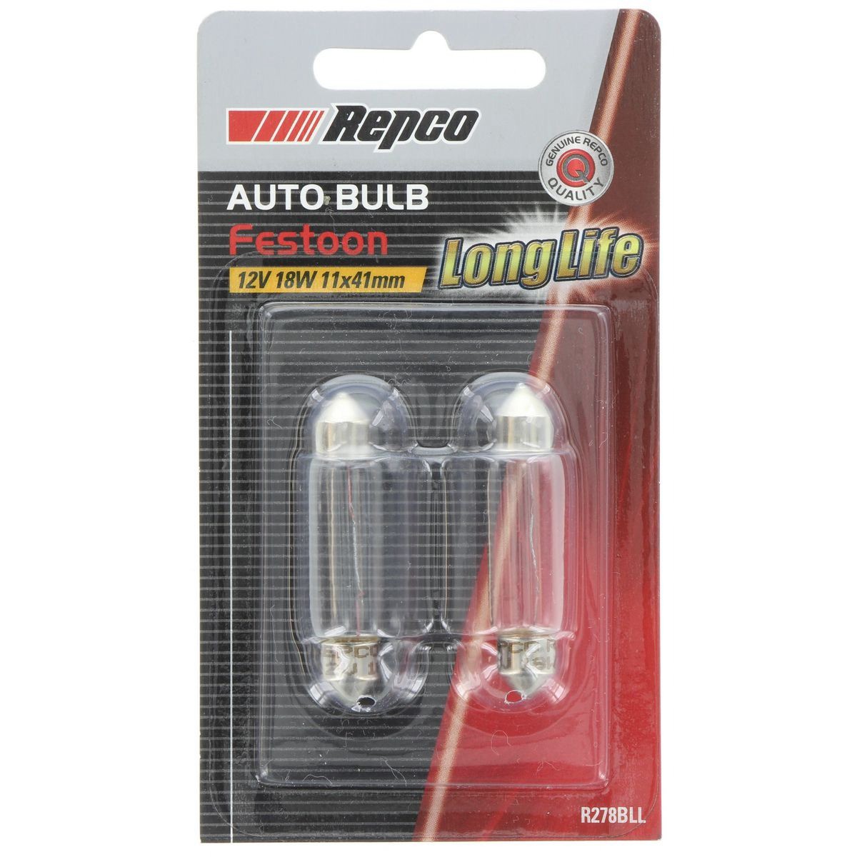 Repco 11X41 Festoon Globe 12V 18W SV8.5-8 Pack of 2 - R278BLL Car Wiring Adapter
