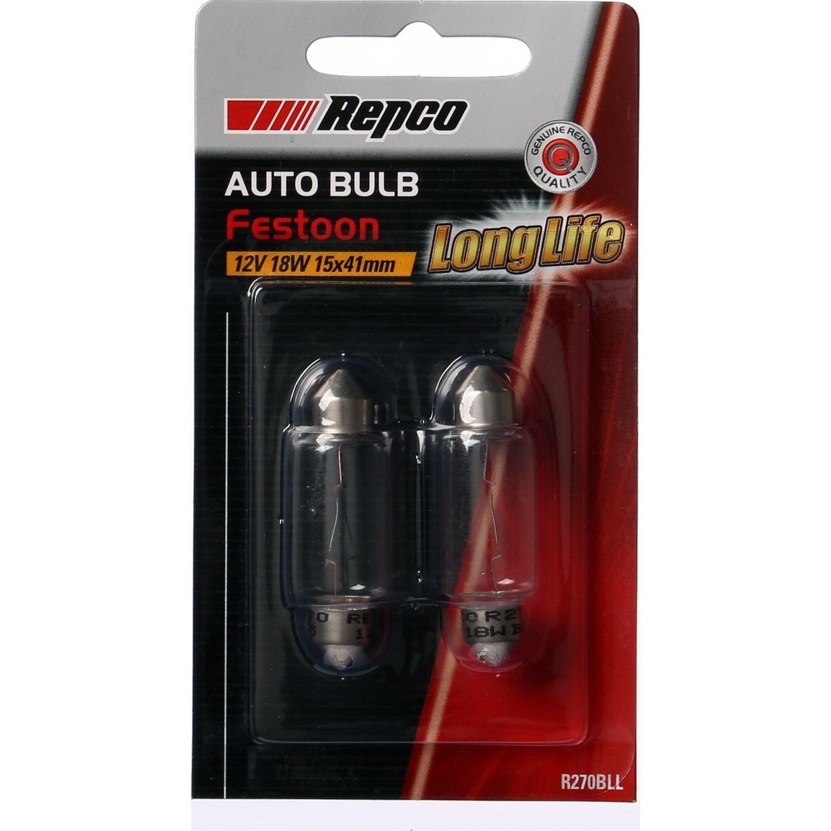 Repco 15X41 Festoon Globe 12V 18W SV8.5-8 Pack of 2 - R270BLL Car Wiring Adapter