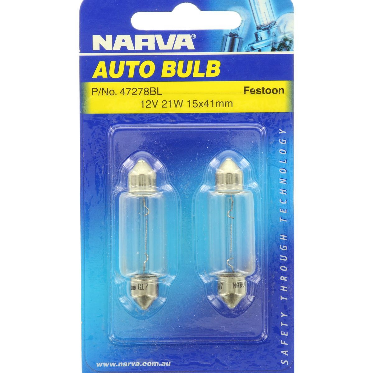 Narva C21W Festoon SV8.5 Globe 12V 21W - 47278BL Car Wiring Adapter Car Lighting