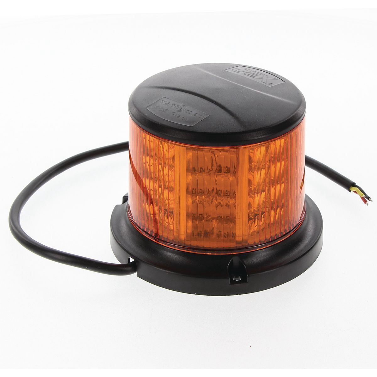 OEX 12/24V LED Beacon 91mm Tall Amber - Fixed Mount with Base Plate - ACX5723B