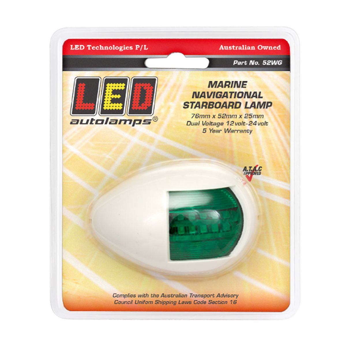 LEDAUT 12/24V LED Marine Navigation Starboard Lamp - 52WG Auto