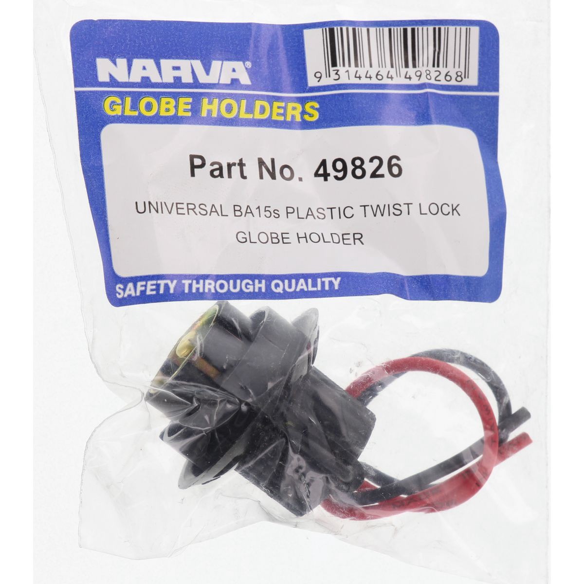 Narva Globe Holder BA15s Twist Lock Pre Wired - 1 Pce - 49826 Car Lighting