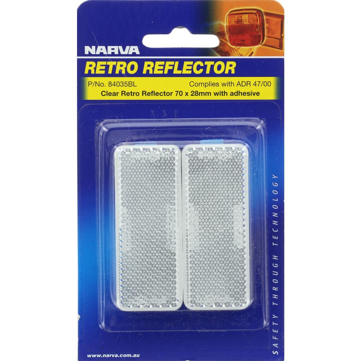 Narva Reflector Rectangle Clear 28 x 70mm - 2 Pce - 84035BL Auto Part