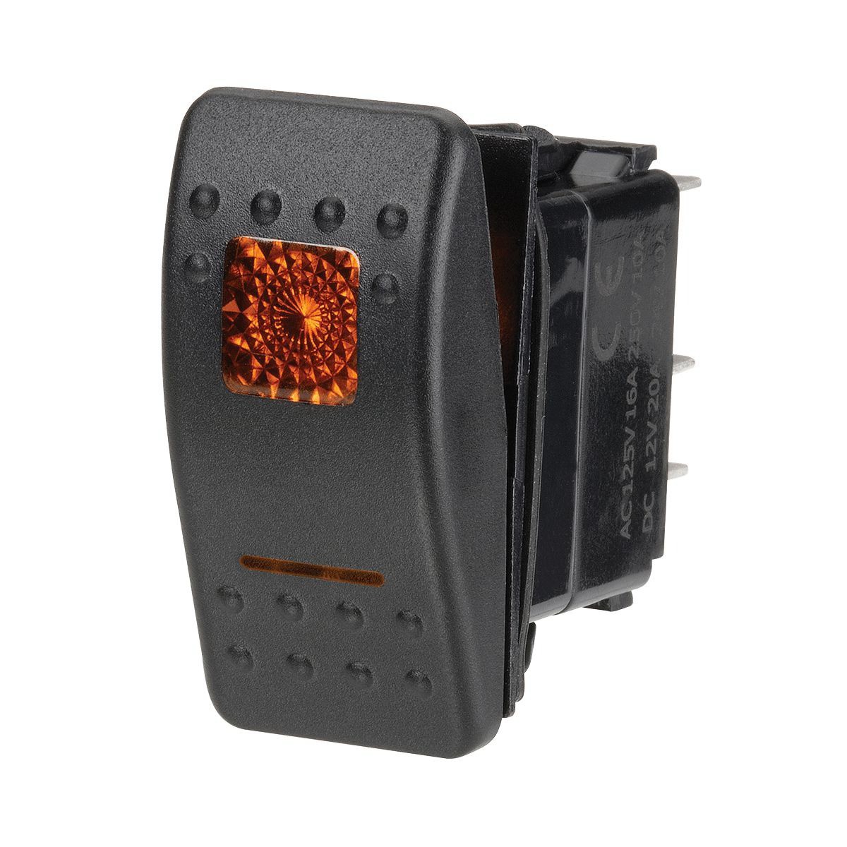 Narva Sealed Rocker Switch Off/On SPST 12V Amber Illuminated (Contacts Rated 20A