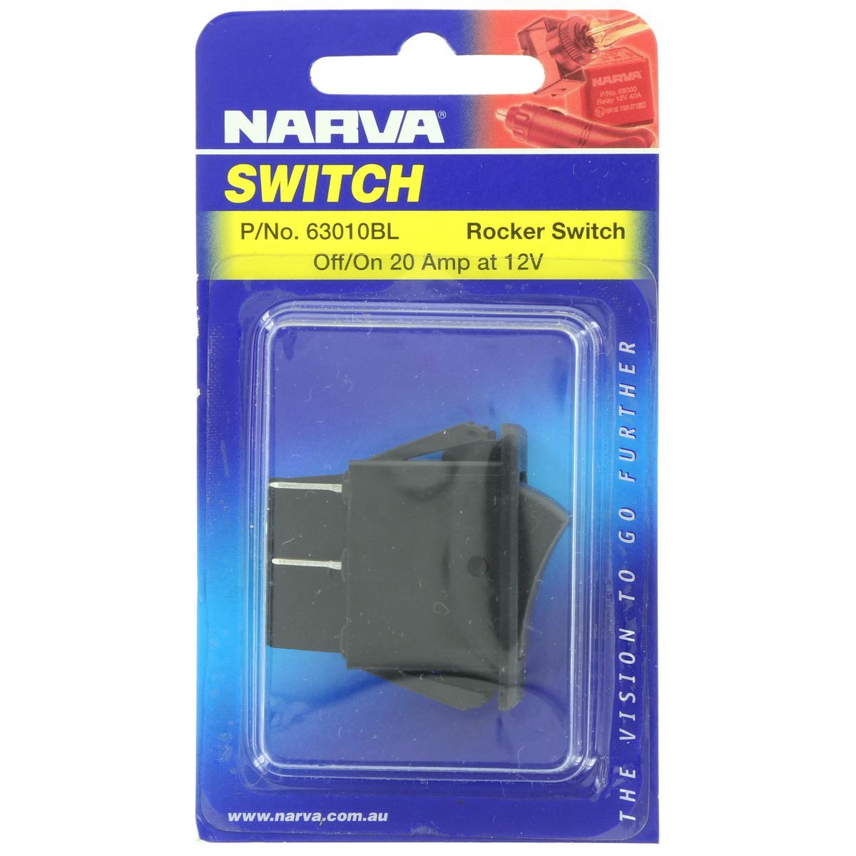 Narva Rocker Switch Off/On DPST (Contacts Rated 20A @ 12V) - 63010BL Auto Part