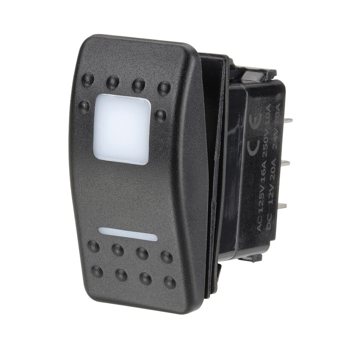 Narva Sealed Rocker Switch On/On DPDT 12/24V Red LED (Contacts Rated 20A @ 12V)