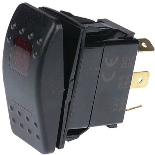OEX Carling Style Rocker Switch On/Off SPST Red Illumination - ACX1974BL Adapter