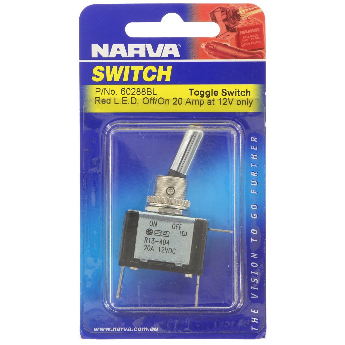 Narva Toggle Switch Off/On SPST Red LED (Contacts Rated 20A @ 12V) - 60288BL