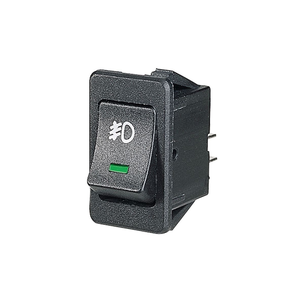 Narva Rocker Switch Off/On DPST Green LED (Contacts Rated 20A @ 12V) - 63027BL