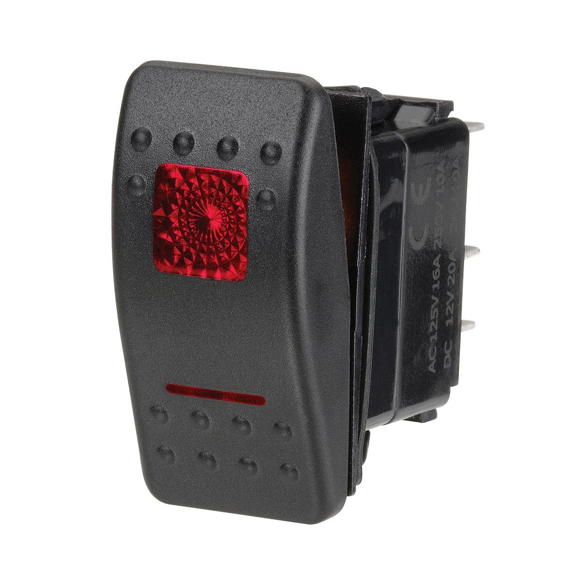 Narva Sealed Rocker Switch Off/On SPST 12V Red Illuminated (Contacts Rated 20A @