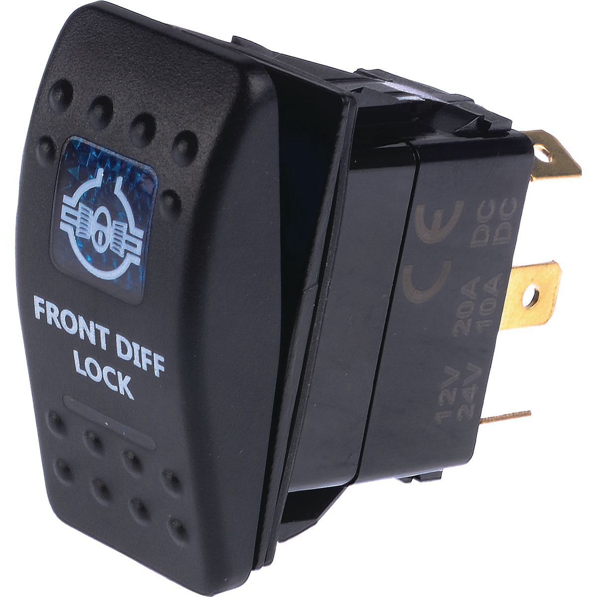 Drivetech 4x4 Rocker Front Diff Switch On/Off SPST 12 or 24V Blue Illumination (