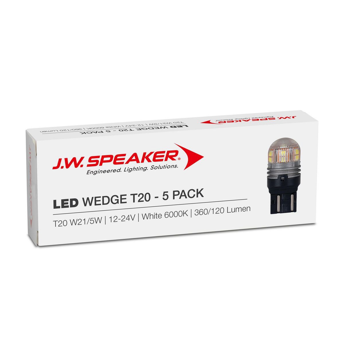 JW Speaker LED Wedge W21/5W / T20 12V-24V 6000K 360/120lm -Trade/ Bulk Pack. - 9