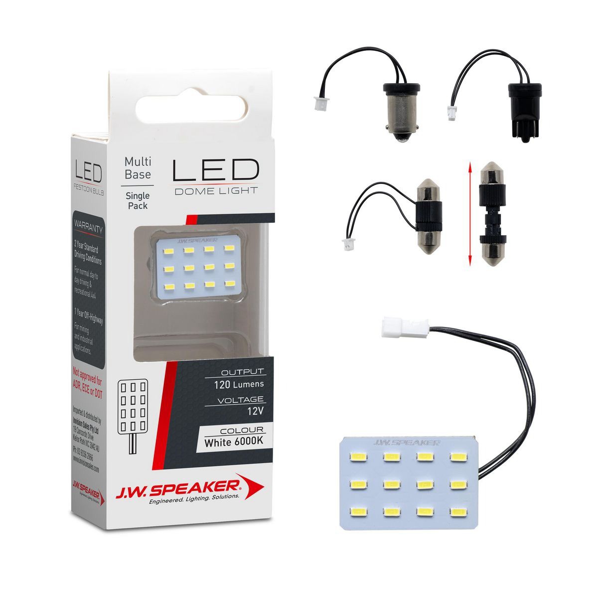 JW Speaker LED Interior Dome Light Kit - 12V 6000K 120Lm 27x15mm - 990150 Auto