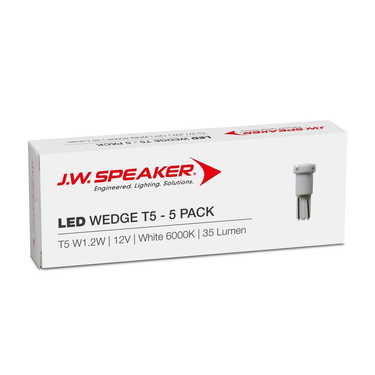 JW Speaker LED Wedge W1.2W T5 12V 6000K 35lm -Trade/ Bulk Pack. - 990108-5 Auto