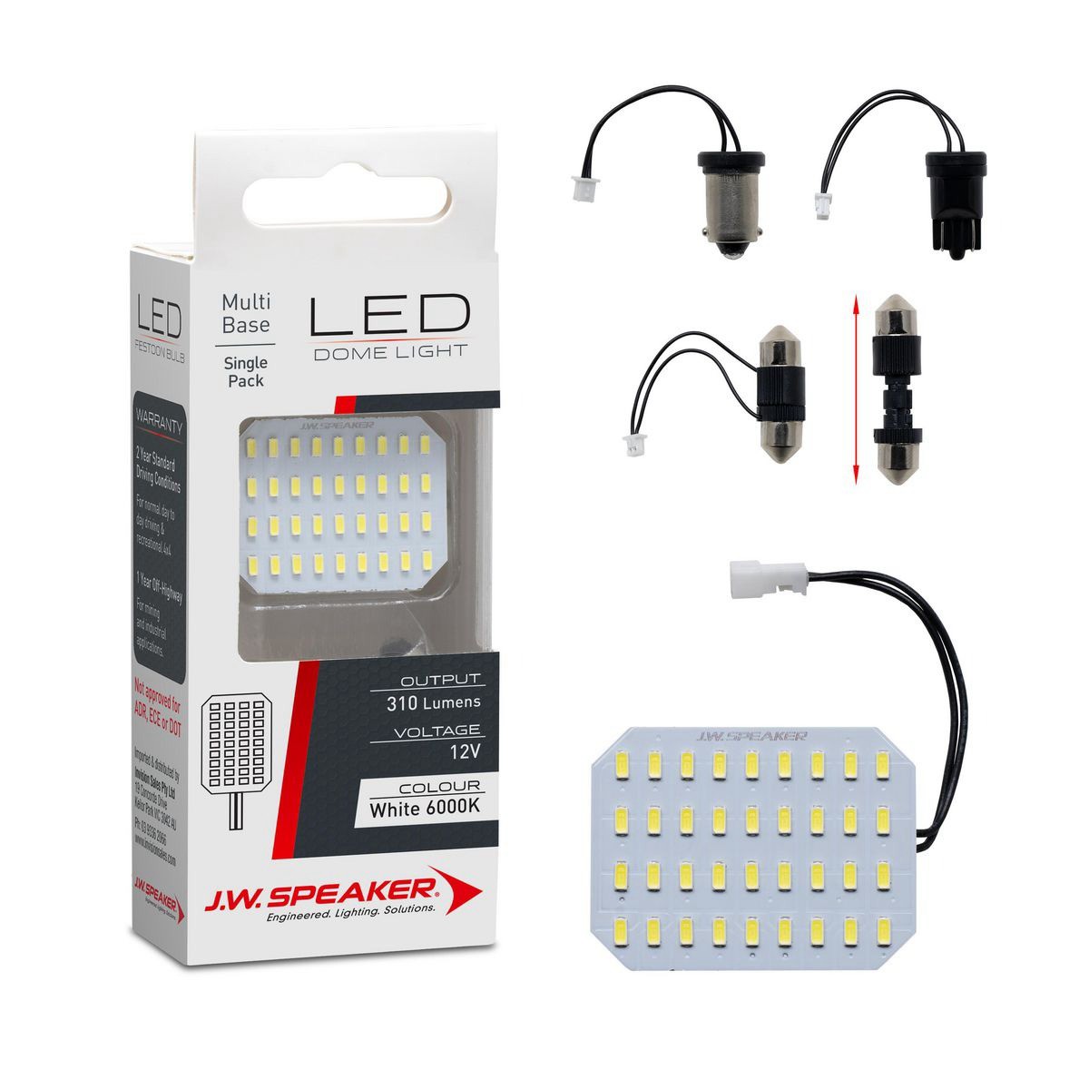 JW Speaker LED Interior Dome Light Kit - 12V 6000K 310Lm 35x27mm - 990151 Auto