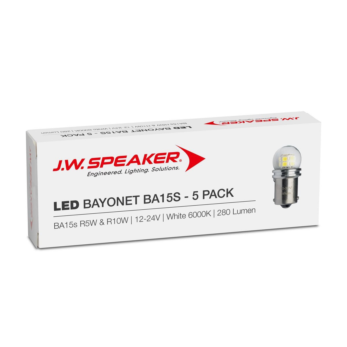 JW Speaker LED Bayonet R5W R10W / BA15s 12V-24V 6000K 280lm -Trade/ Bulk Pack. -