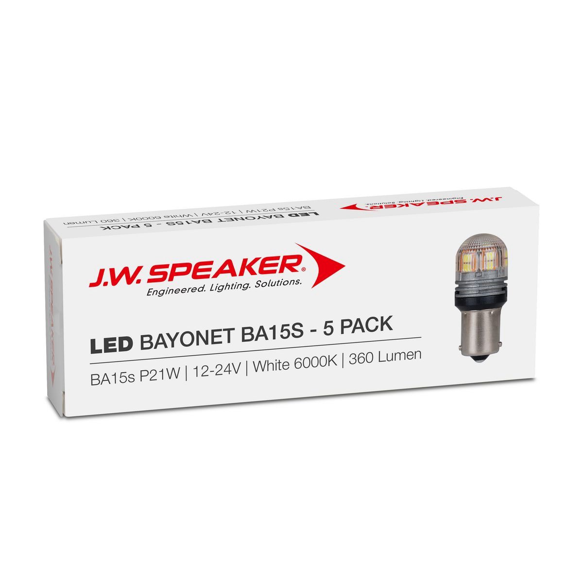 JW Speaker LED Bayonet P21W BA15s 12V-24V 6000K 360lm WHITE -Trade/ Bulk Pack. -