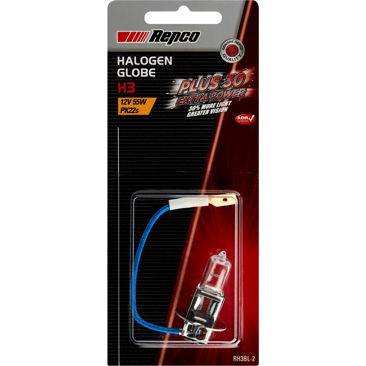 Repco H3 Globe Performance Plus 30 55W Pk22S Bl - RH3BL-2 Car Wiring Adapter