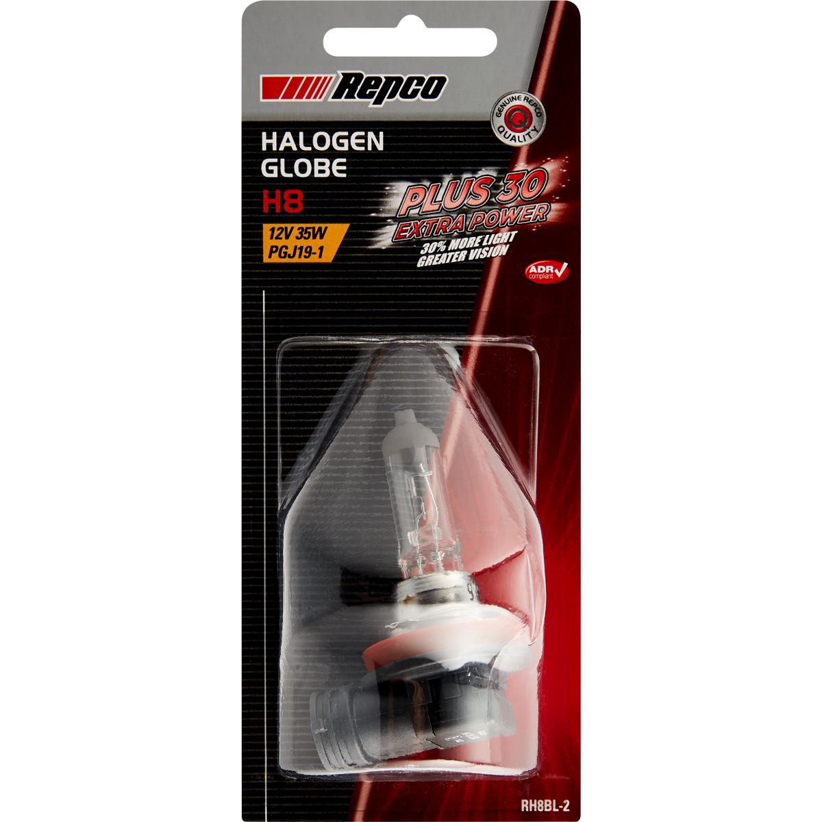 Repco H8 Globe 12V 35W Bl - RH8BL-2 Car Wiring Adapter Car Lighting Auto Part