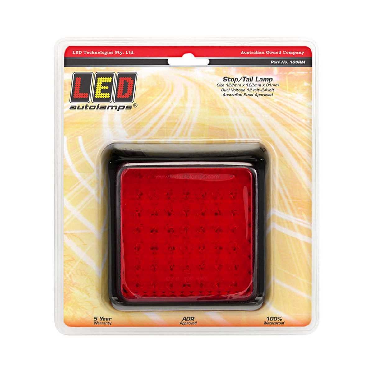 LED Autolamps 12/24V Stop/Tail Lamp 49 LEDs With Bracket And 30cm Wire - 100RM