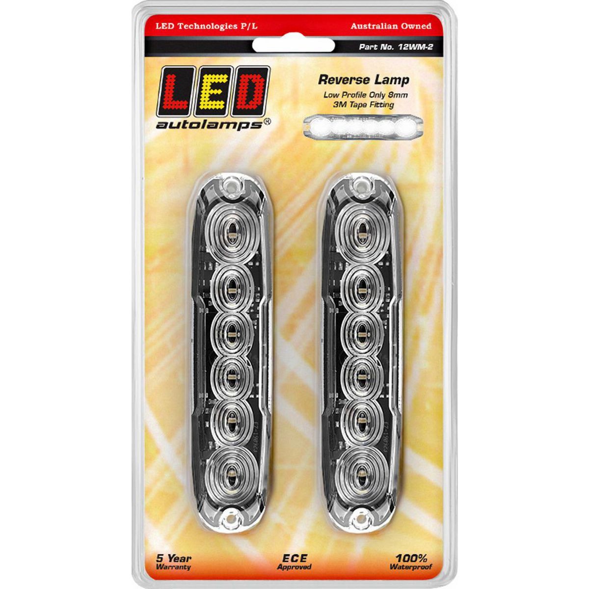 LED Autolamps 12/24V LED Reverse Lamp Screw Surface Mount Blister Pack - 12WM-2