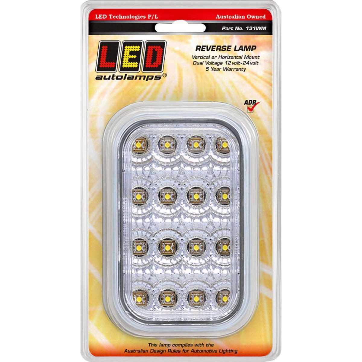 LED Autolamps Reverse LED Light Clear Lens 16 LEDs 12/24v Bulk Pack - 131WM Auto