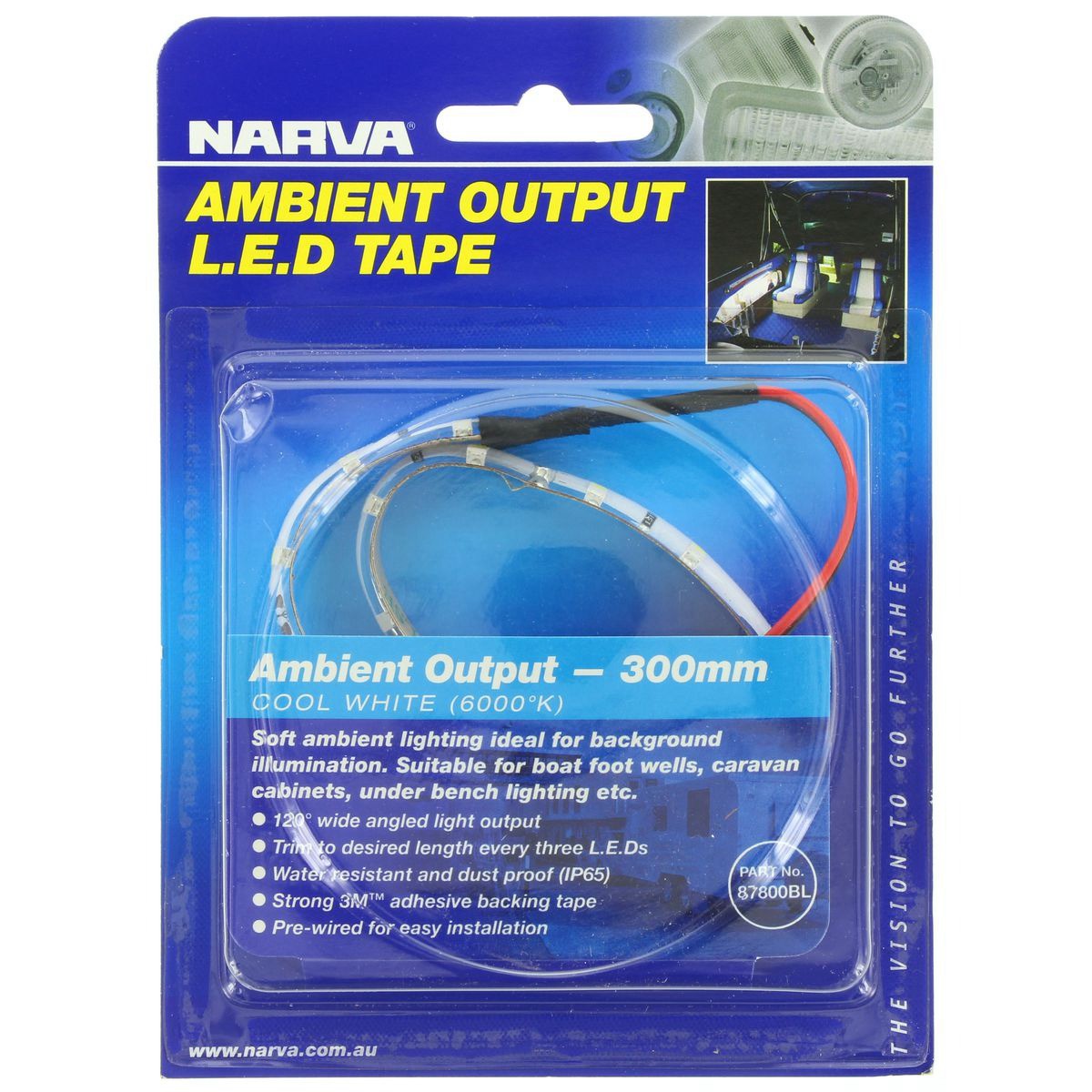 Narva Led Strip Flexible 12V Adhesive Mount 300mm - 87800BL Car Wiring Adapter
