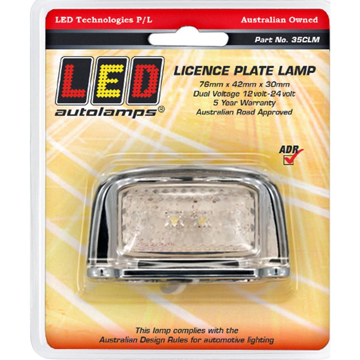 LED Autolamps Licence Plate Light LED 12 or 24V - 35CLM Car Wiring Adapter Auto