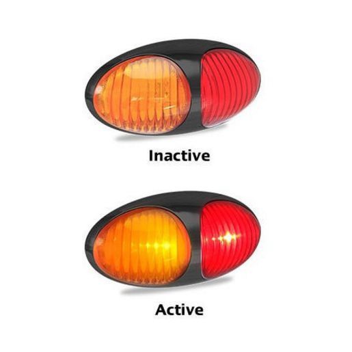 LED Autolamps Amber/Red Side Marker LED, Red/Amber Lens, 40cm Cable, Black Bezel
