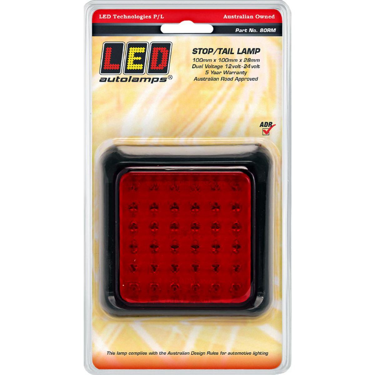 LED Autolamps 12/24 Multi Volt Stop/Tail Lamp 36 LEDs With 40cm Wire - 80RM Auto