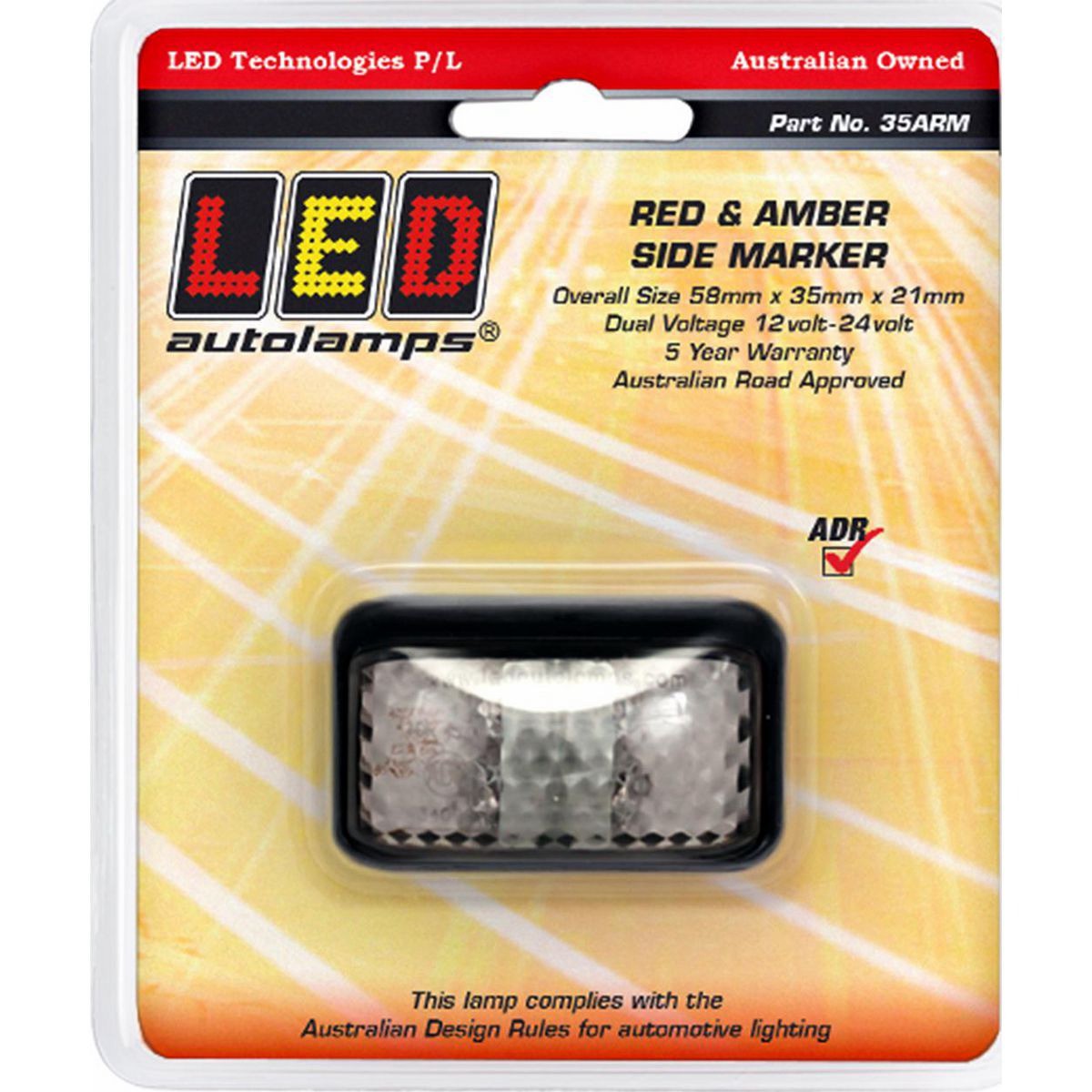 LED Autolamps Stop/Tail Indicator With 18 Square LEDs Multi Volt Blister - 35ARM