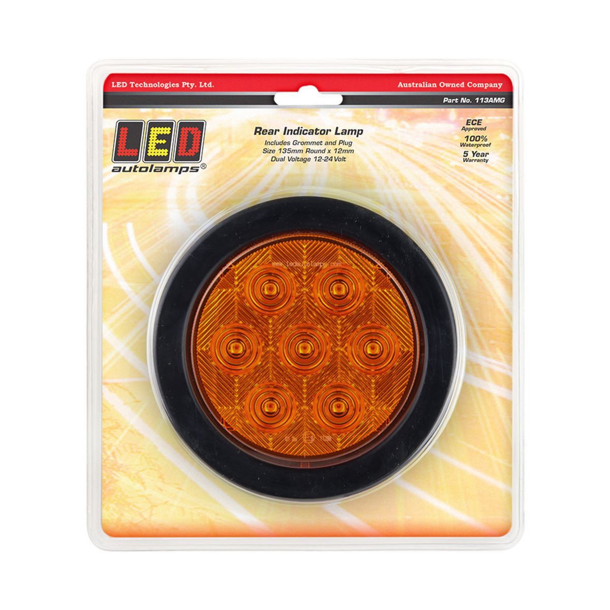 LED Autolamps LED Autolamps Indicator LED Light Round Amber Lens w/Rubber Gromme