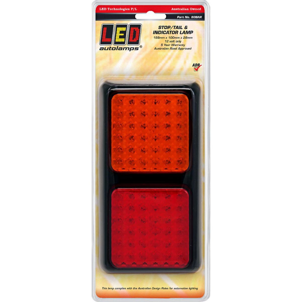 LED Autolamps 12V LED Stop/Tail/Indicator Assembly Light With Black Bracket - 80