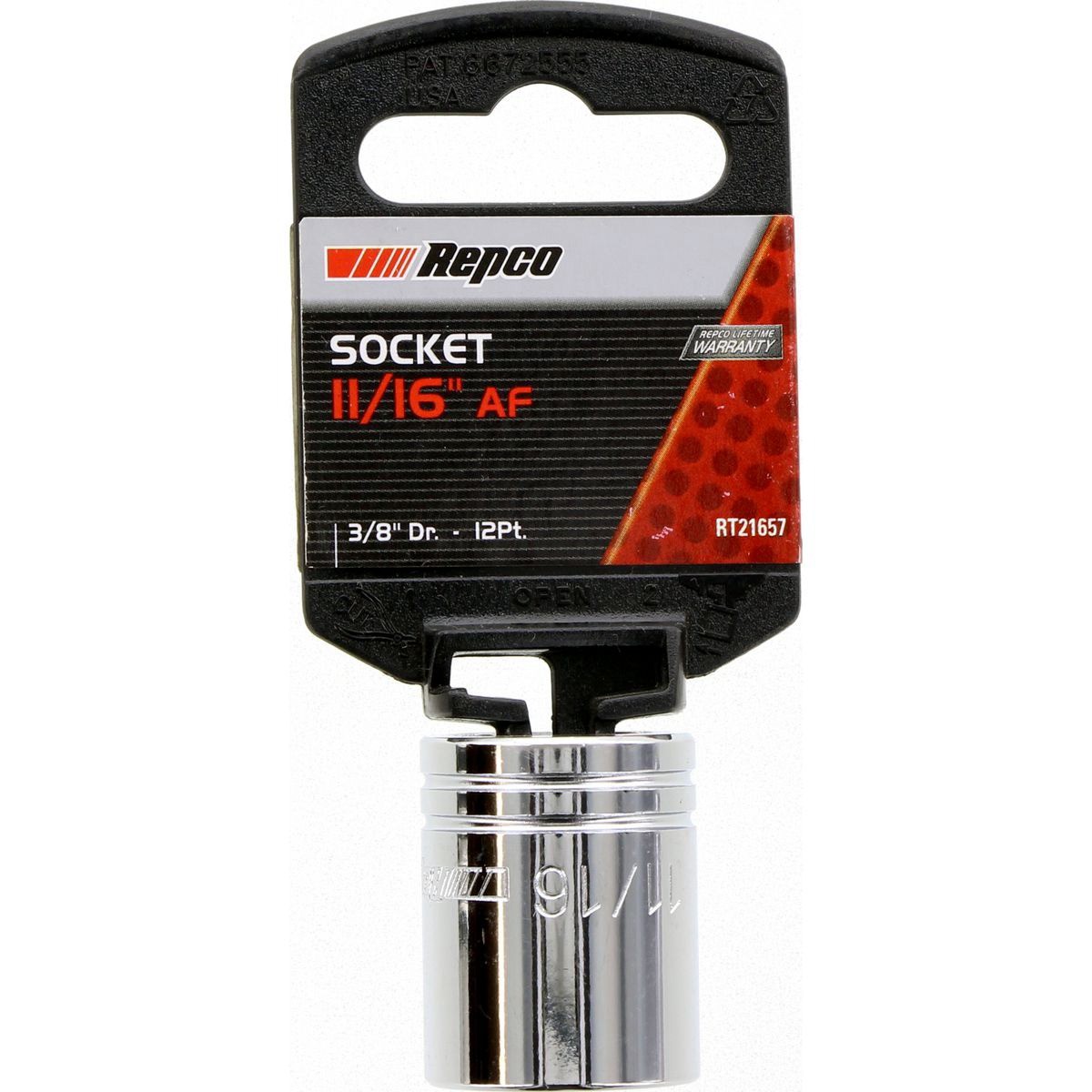 Repco Socket 11/16in, 3/8in Drive, 12 Point - RT21657 Auto Part Workshop Tool