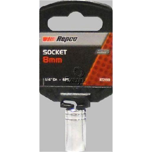 Repco Socket 8mm, 1/4in Drive, 6 Point - RT21908 Auto Part Workshop Tool DIY