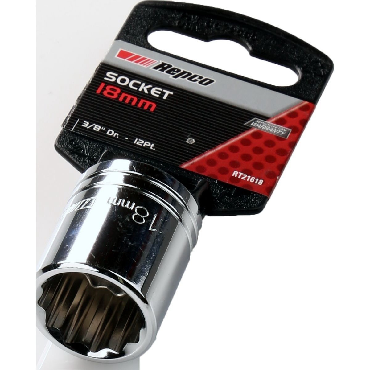 Repco Socket 18mm, 3/8in Drive, 12 Point - RT21618 Auto Part Workshop Tool DIY