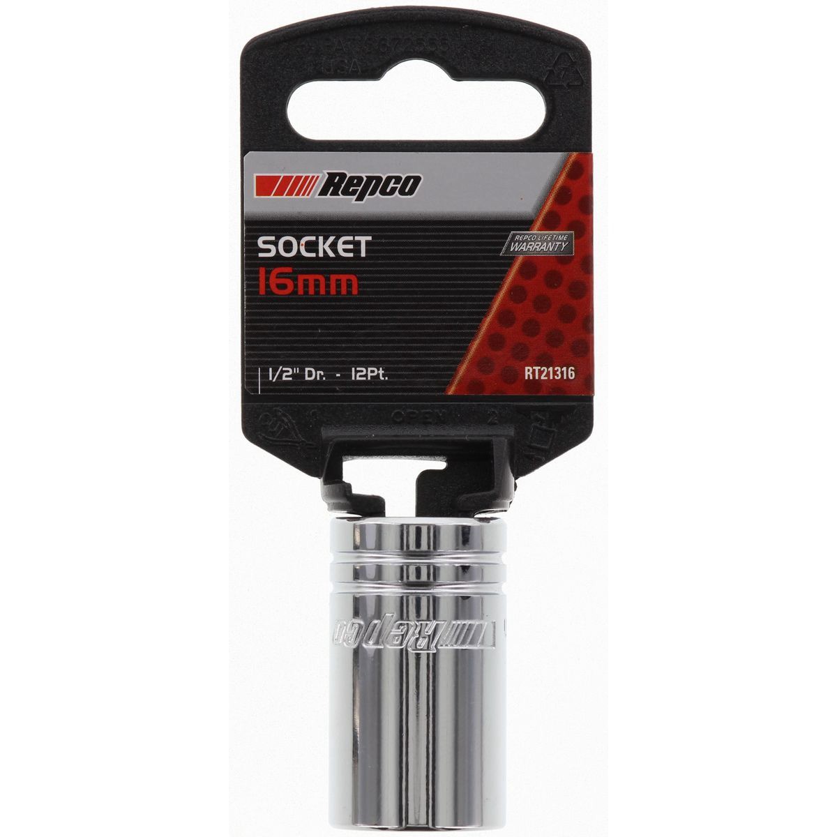 Repco Socket 16mm, 1/2in Drive, 12 Point - RT21316 Auto Part Workshop Tool DIY