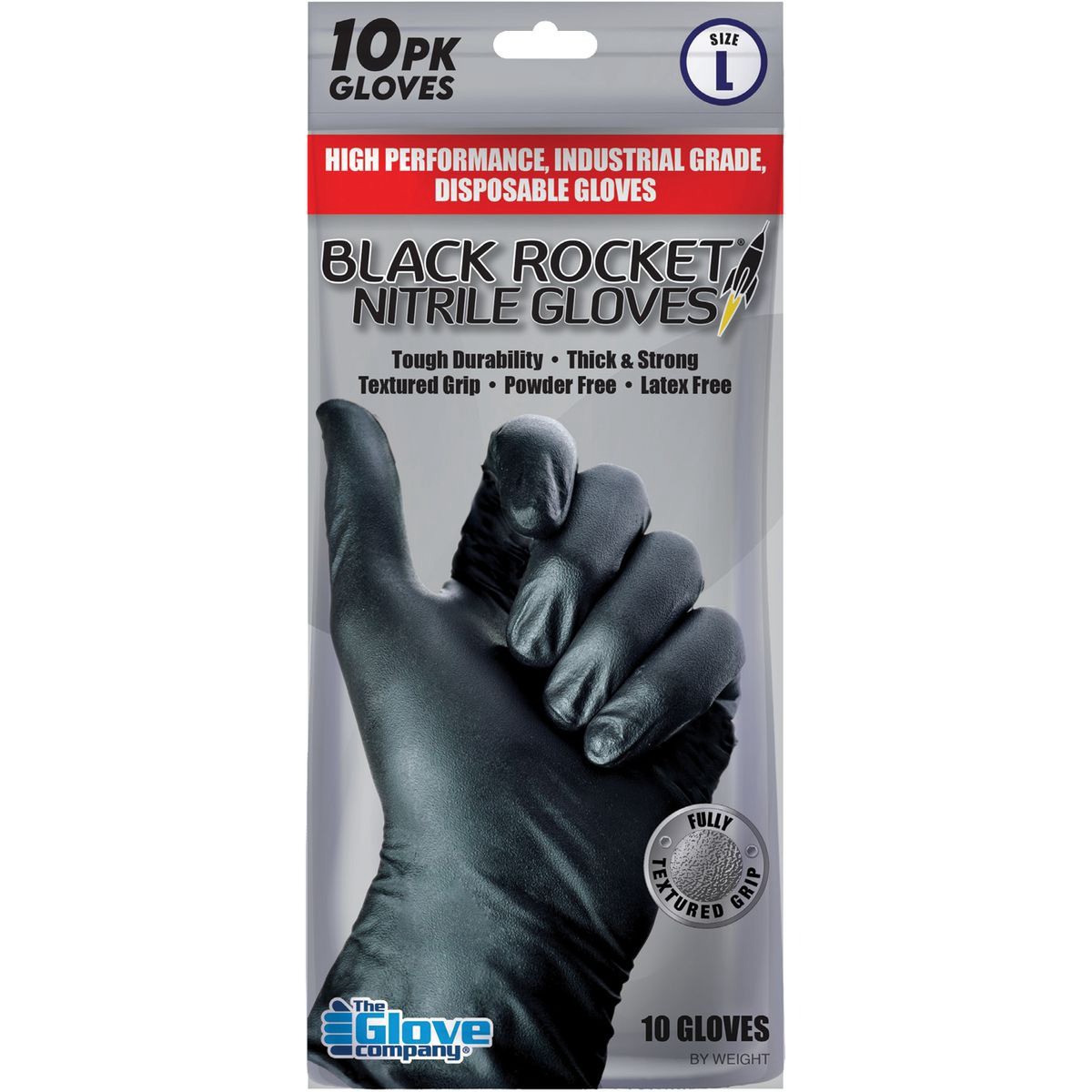 TGC Rocket Black Nitrile Gloves Large 10 Pack - 130103 Auto Part