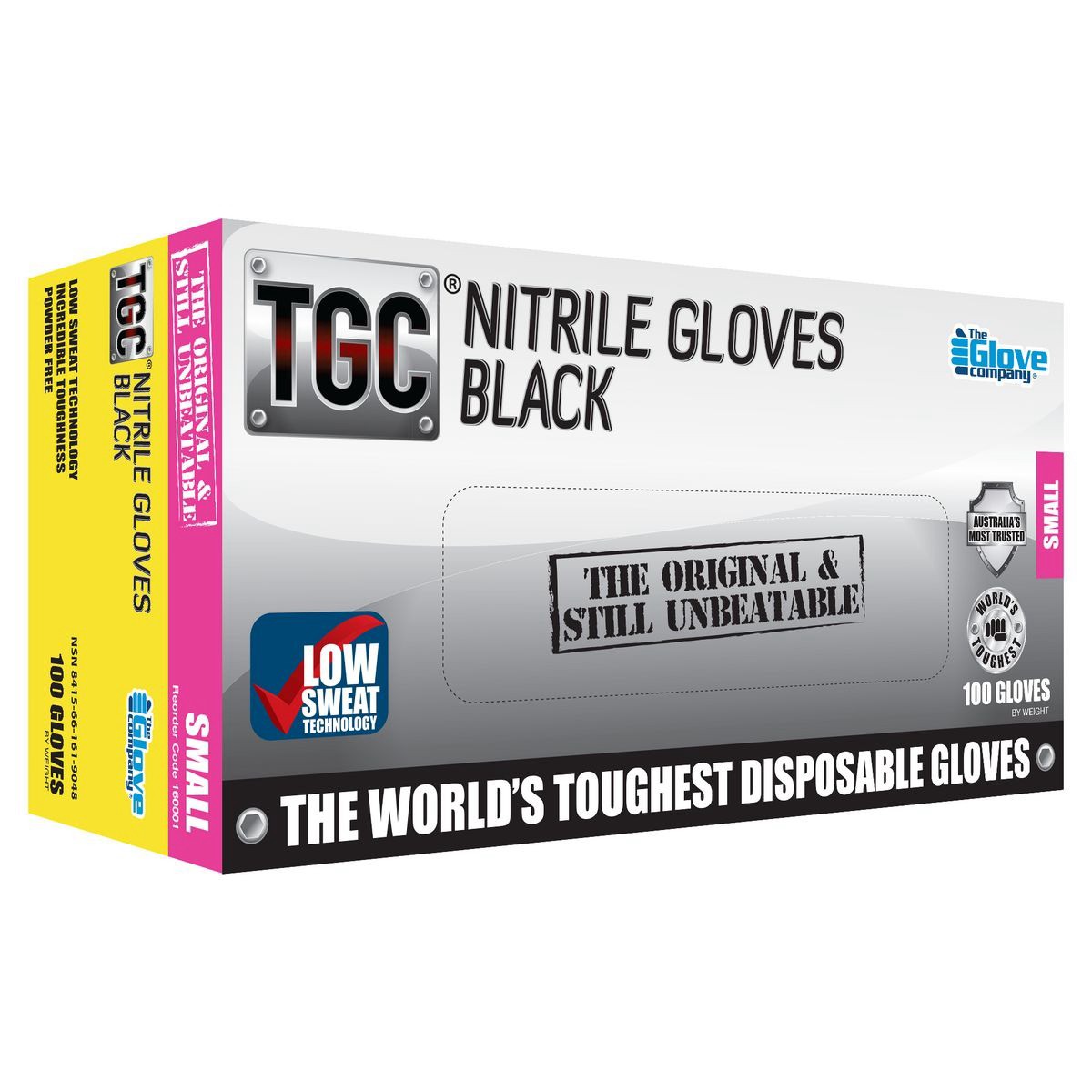 TGC Black Nitrile Gloves Small 100 Pack - 160001 Auto Part