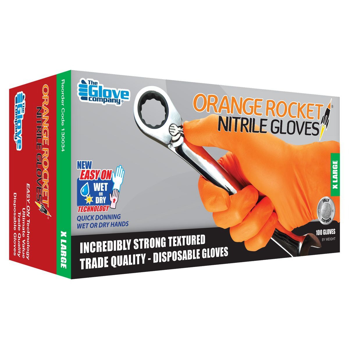 TGC Rocket Orange Nitrile Gloves XLarge 100 pieces Auto Part