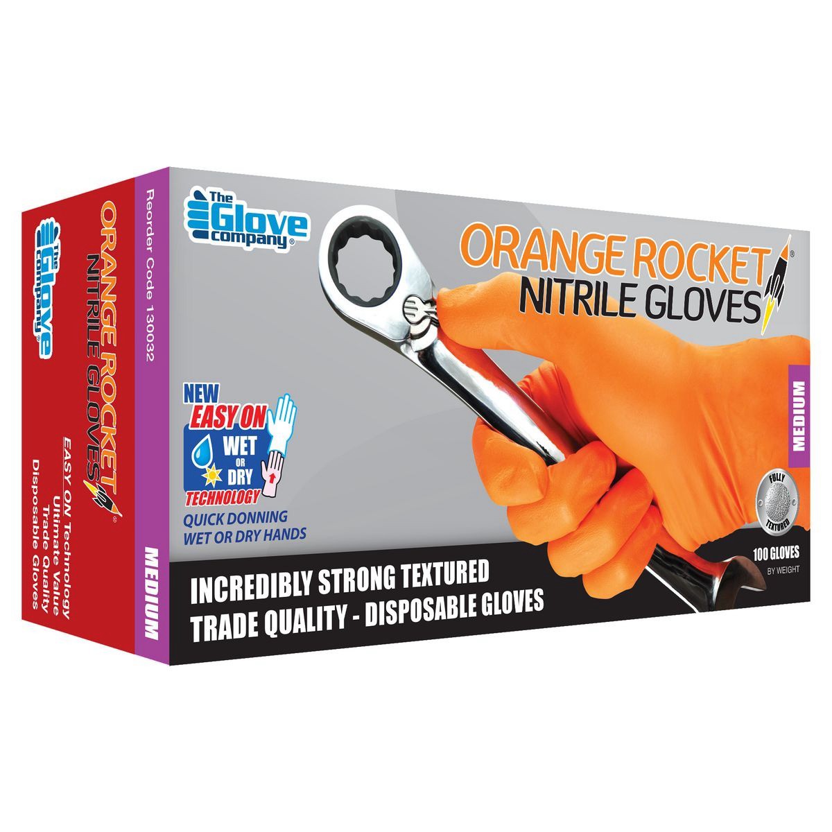 TGC Rocket Orange Nitrile Gloves Medium 100 pieces Auto Part