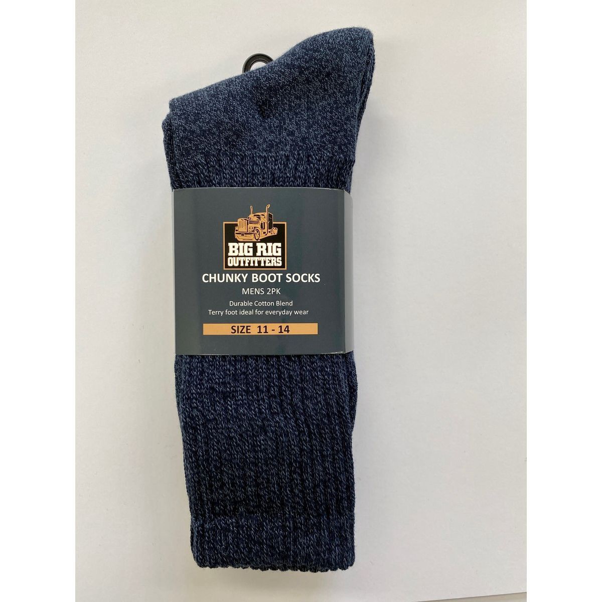 Big Rig Outfitters Chunky Boot Navy Socks Size 11 -14 2pk - 61000611 Garden DIY