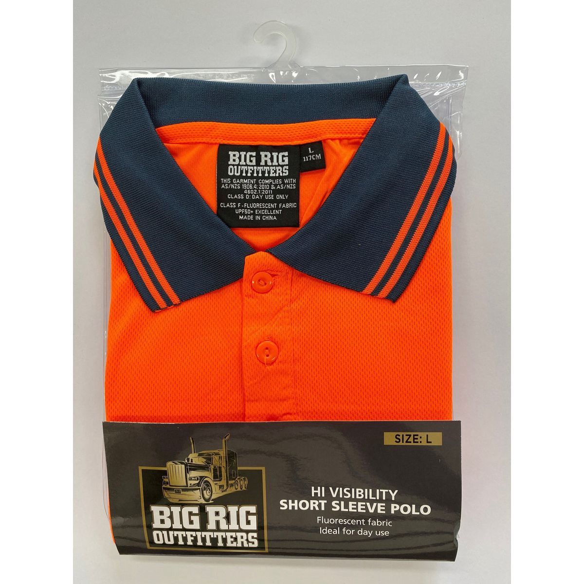 Big Rig Outfitters Men's Short Sleeve Hi Vis polo Orange L - 61000253 Workwear